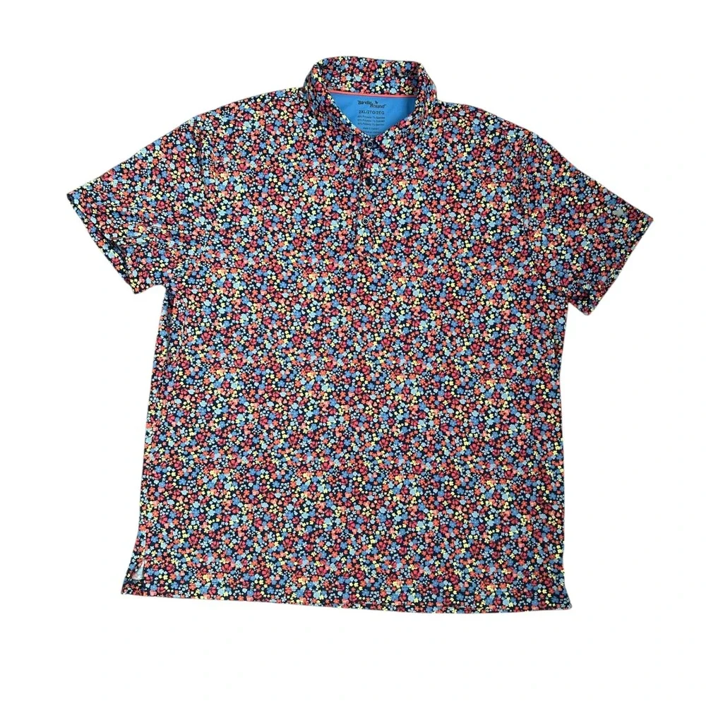 Birdie Bound Golf Polo Shirt All Over Floral Print Mens 2XL Stretch Performance - Picture 2 of 7